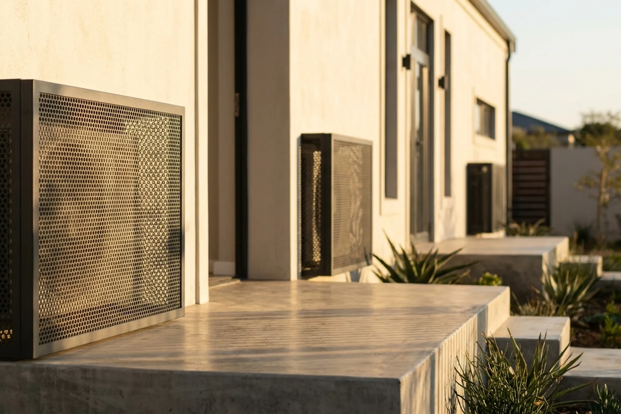 Aircon covers installed in a residential setting