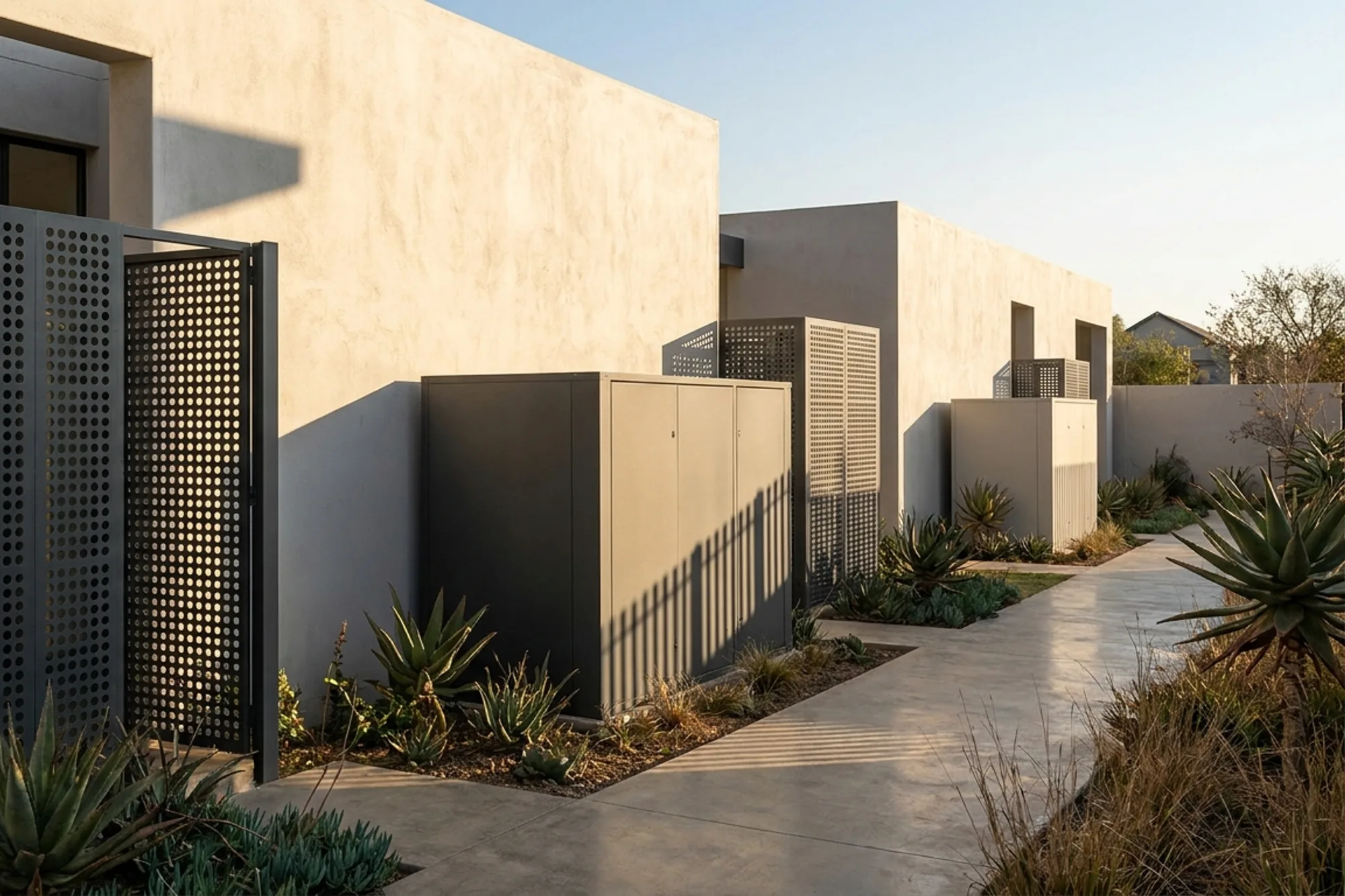 Geyser enclosures installed in a residential setting