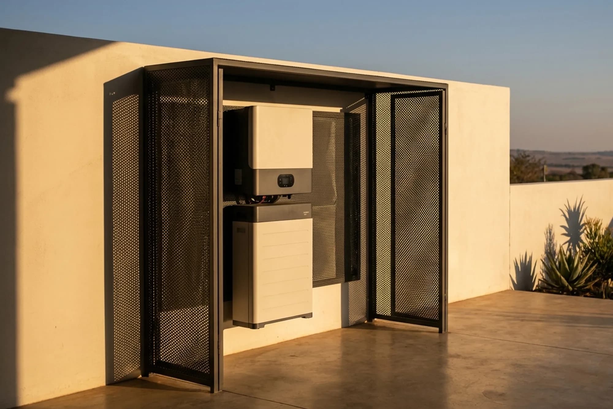 Inverter & battery screens installed in a residential setting