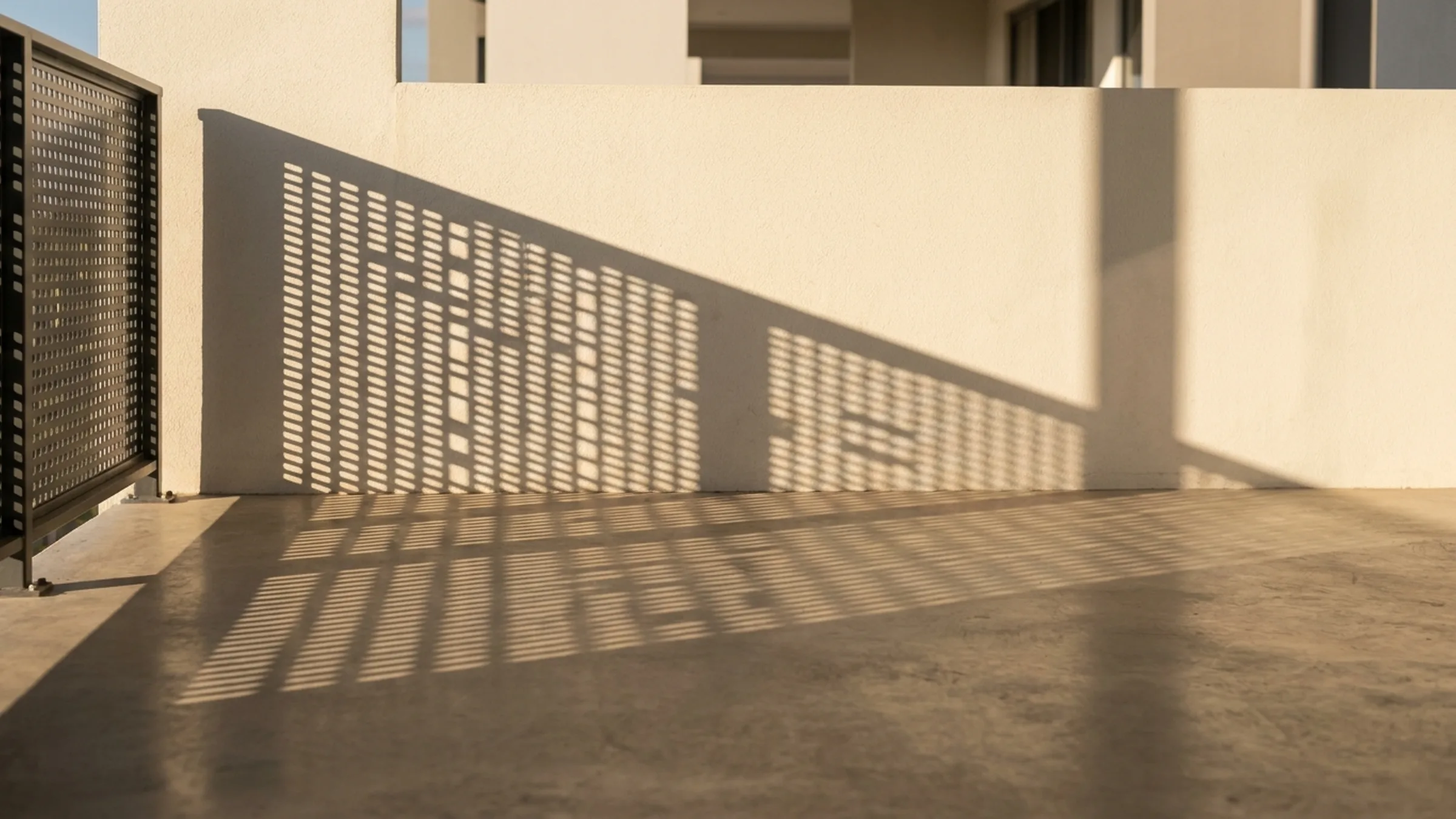 Balustrade infills — cast shadow in low sun
