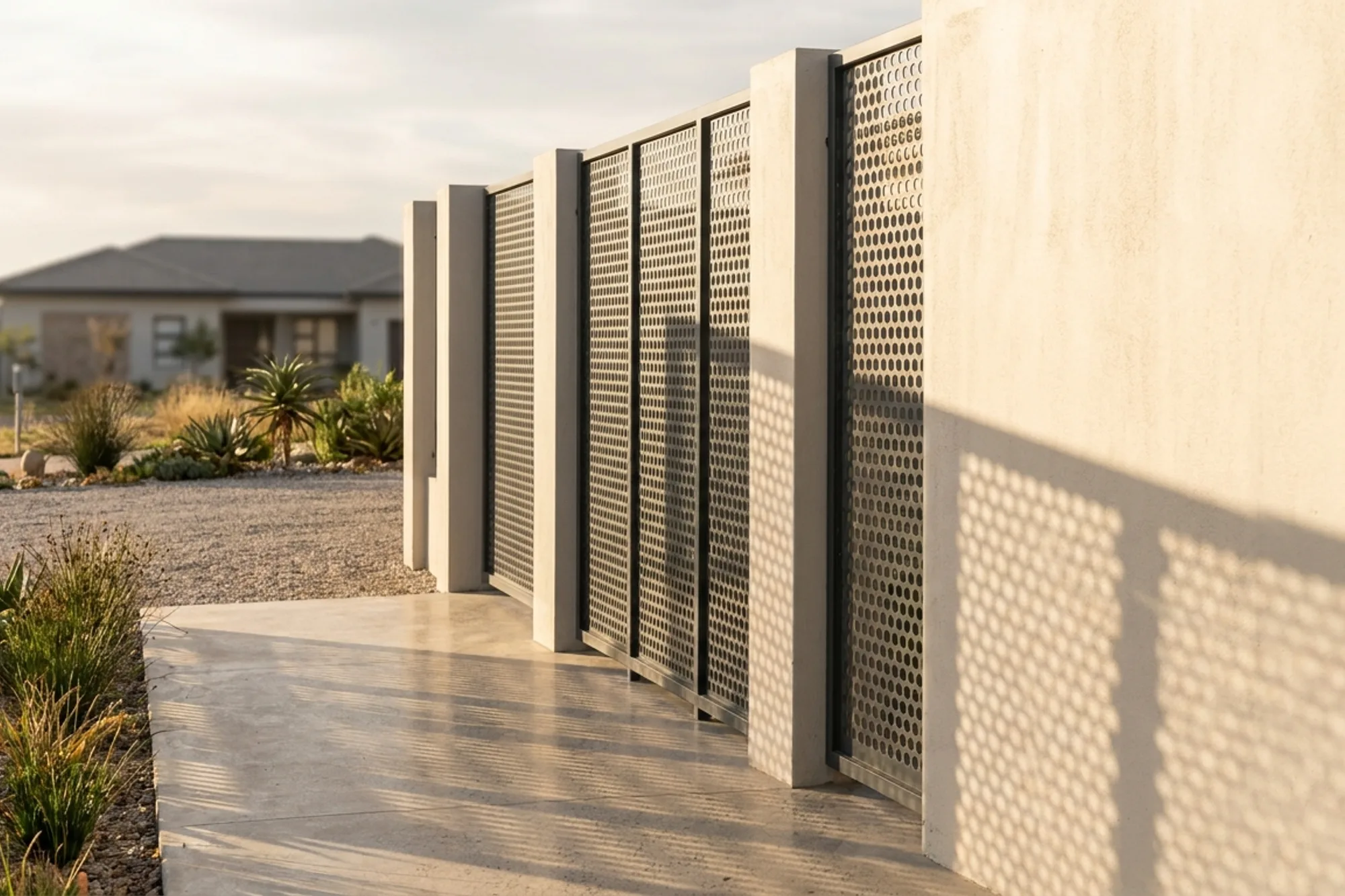 Fence panels installed in a residential setting