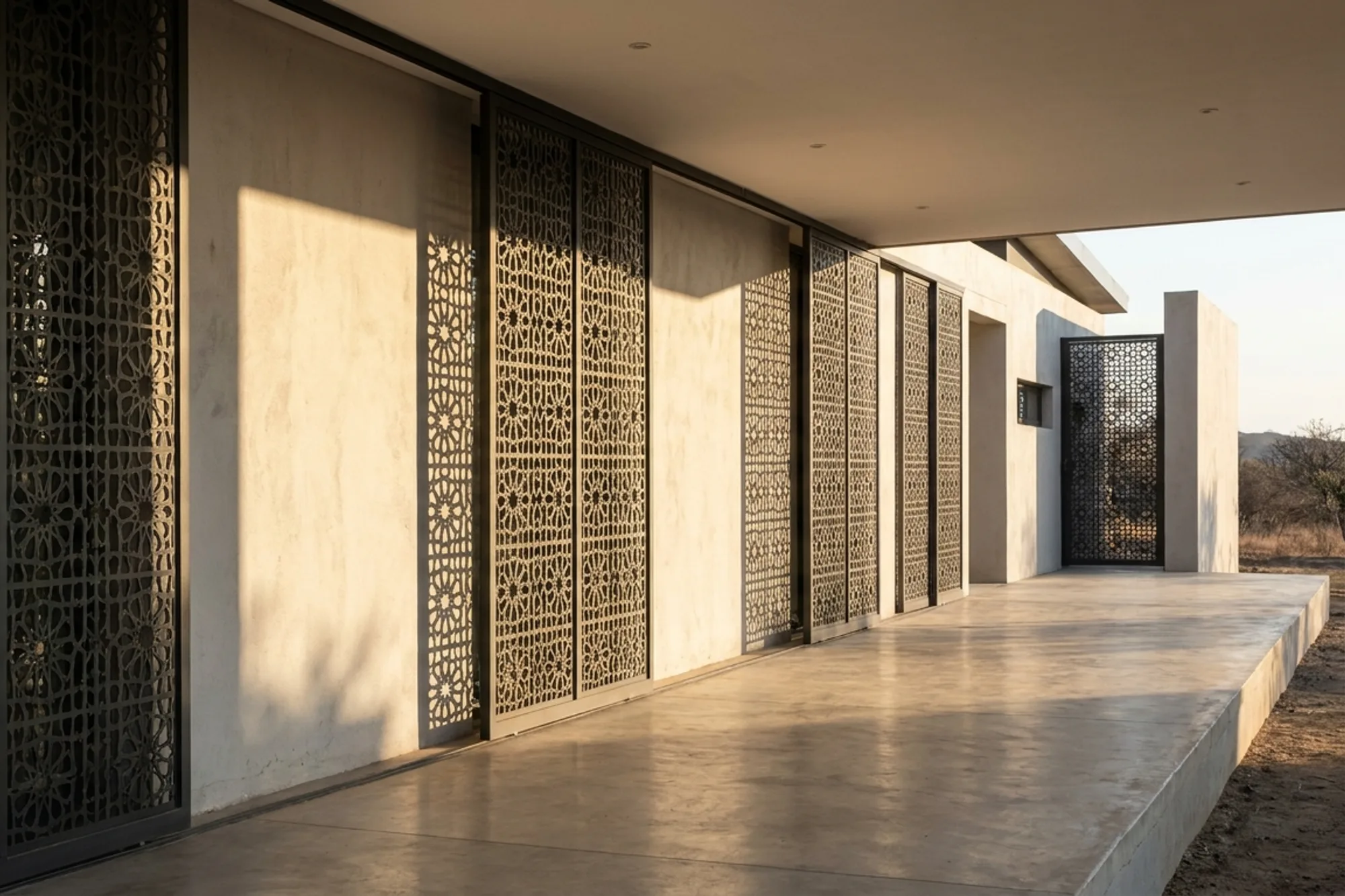 Mosque screens installed in a residential setting