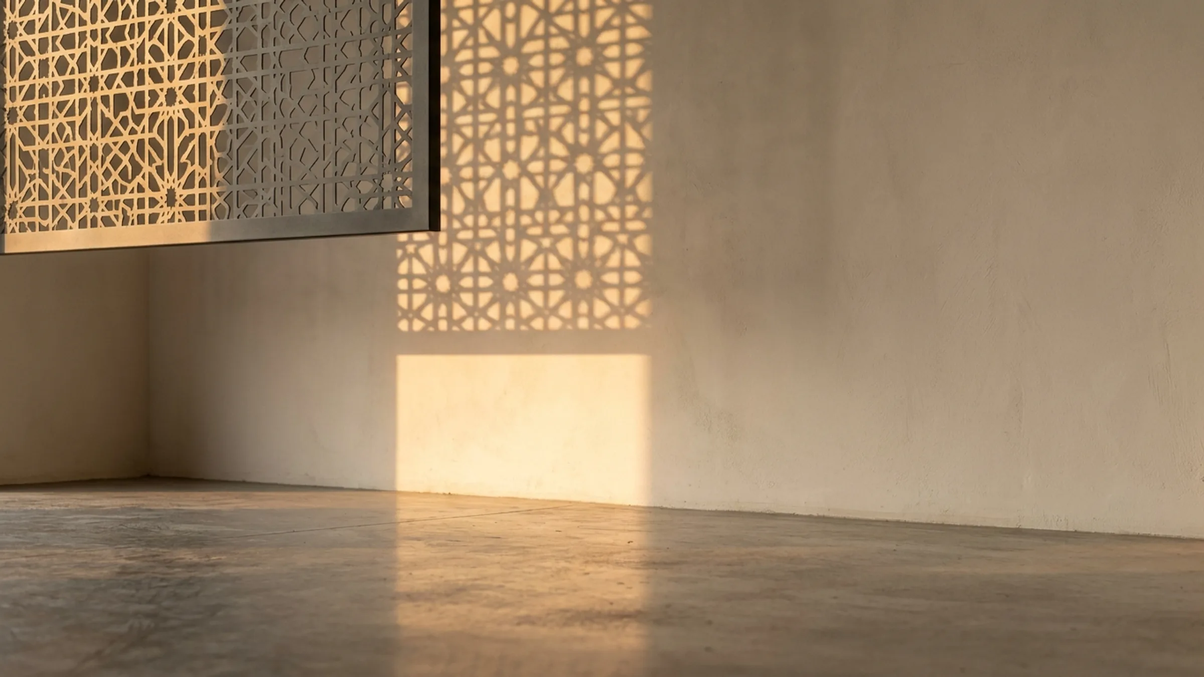 Mosque screens — cast shadow in low sun