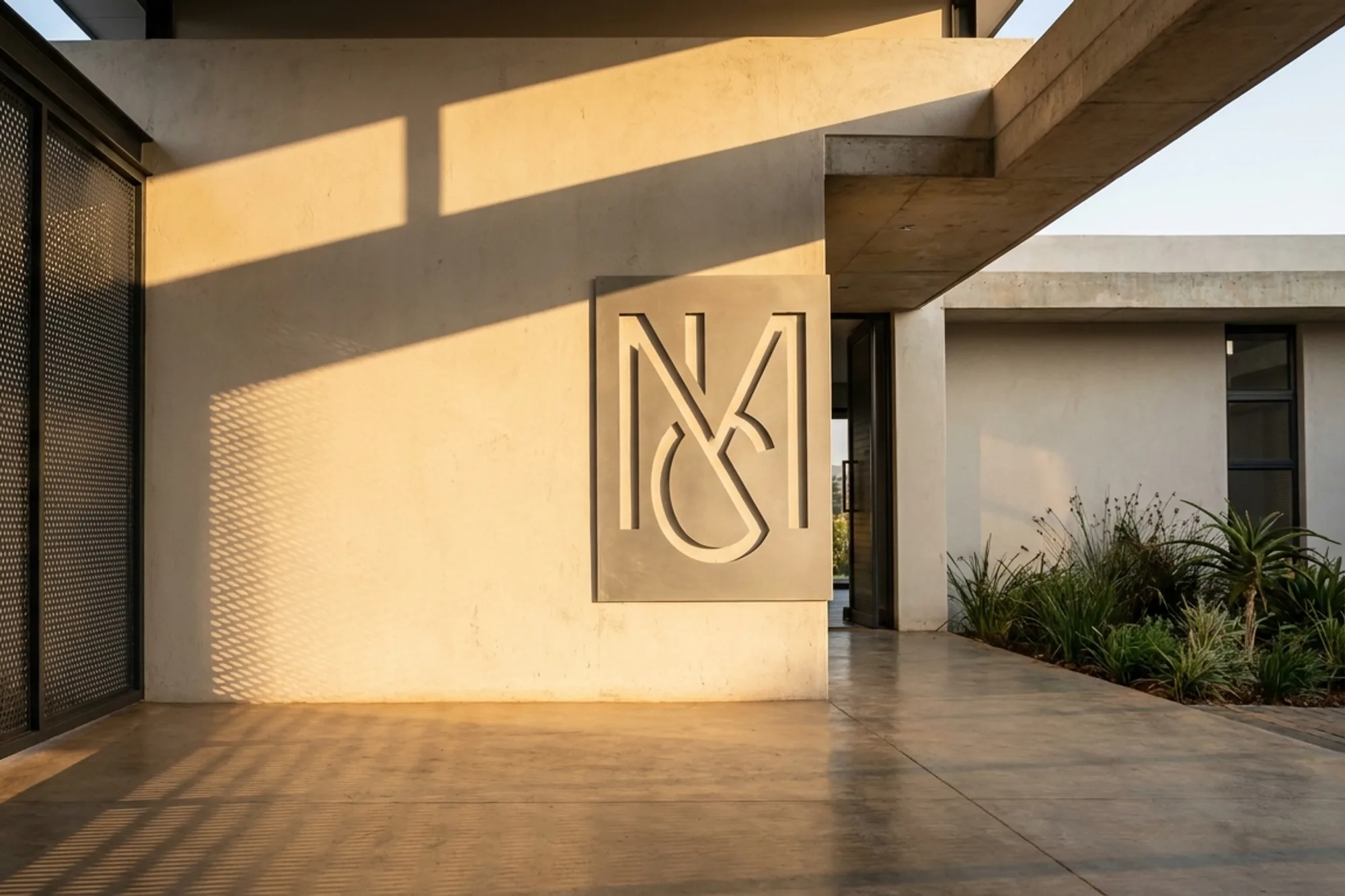 Custom monogram feature panel — wide view